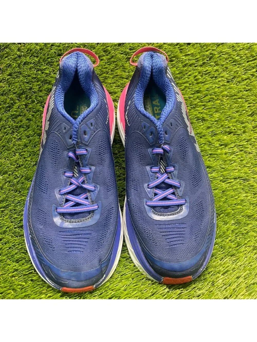 Hoka One One Bondi 5 Mens Size 8.5 Blue Pink Athletic Running Shoes Sneakers